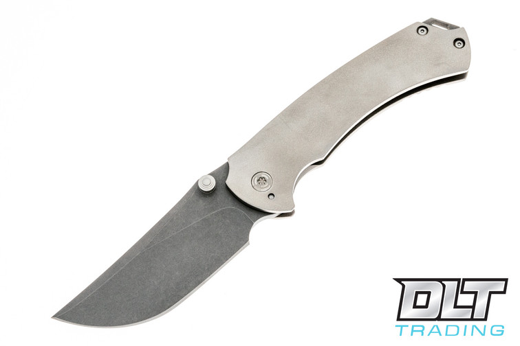 Melvin Lozada Custom Hound 3.25 - S35VN Zirc Blasted - Orange Peel Titanium Handle - Black Timascus Clip