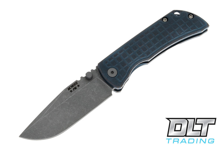 McNees PM MAC 2 3" - Frag - Blue Atomic Anodized Titanium - Matte Stonewashed MagnaCut Blade