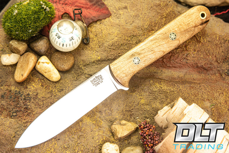 Bark River Mini Kephart 3V Natural Curly Maple - Black Liners - Mosaic Pins #1