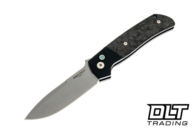 Pro-Tech Terzuola ATCF - Black Handle - Dark Matter Fat Carbon Inlay - Stonewashed MagnaCut Blade