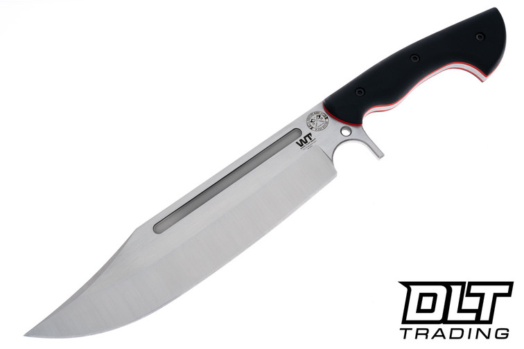 WTG 9" Puzon Wilderness Bowie - Black G-10 - Red Liners - Two Tone Blade