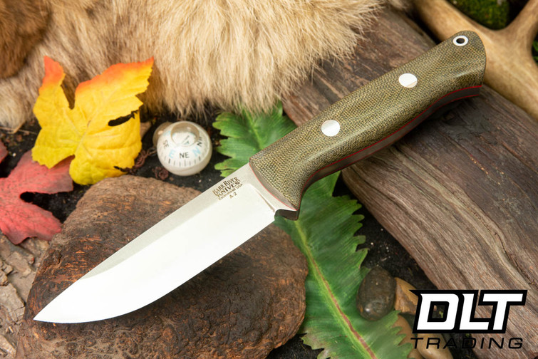 Bark River Bravo 1 A2 Green Canvas Micarta - Red Liners - Rampless