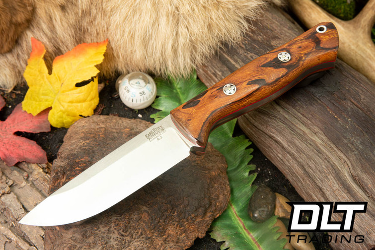 Bark River Bravo 1 A2 Desert Ironwood Burl - Red Liners - Mosaic Pins - Rampless #1