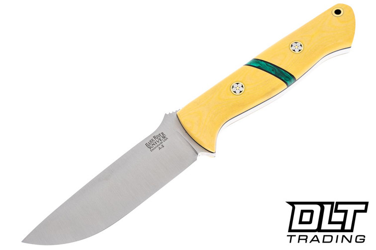 Bark River Bravo 1 A2 Antique Ivory Micarta - Malachite Spacer - Black Liners - Mosaic Pins