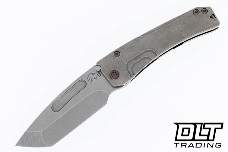 Medford Slim Midi Marauder Tanto - Tumbled S90V - Tumbled Titanium - Violet Hardware & Clip