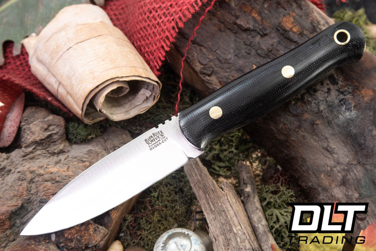 Bark River Bushcraft Scout MagnaCut Black Canvas Micarta - Brass Pins