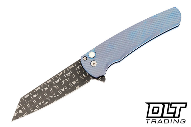 Pro-Tech Malibu Reverse Tanto - Blue Anodized Titanium Handle - Vegas Forge Razorwire Blade