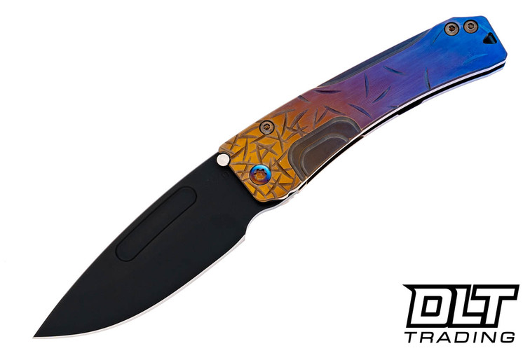 Medford Slim Midi Marauder Drop Point - PVD S90V - Fade Faced Jasmine Fields Sculpting - Flamed Hardware & Clip #3