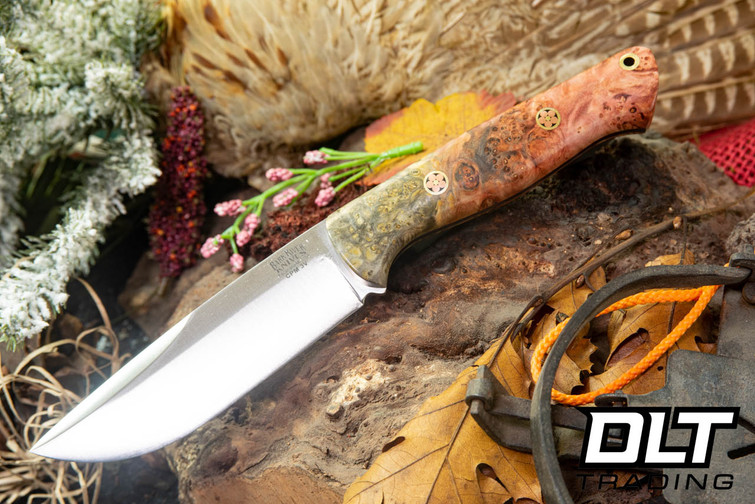 Bark River EXT-2 LT 3V Swedge - Burnt Red & Olive Green Maple Burl - Mosaic Pins