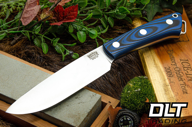 Bark River Fox River II LT 3V Blue & Black Suretouch - Matte - Drop Point