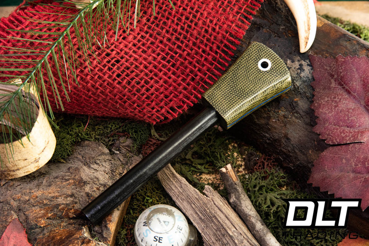 Bark River Firesteel Green Canvas Micarta - Blue Liner