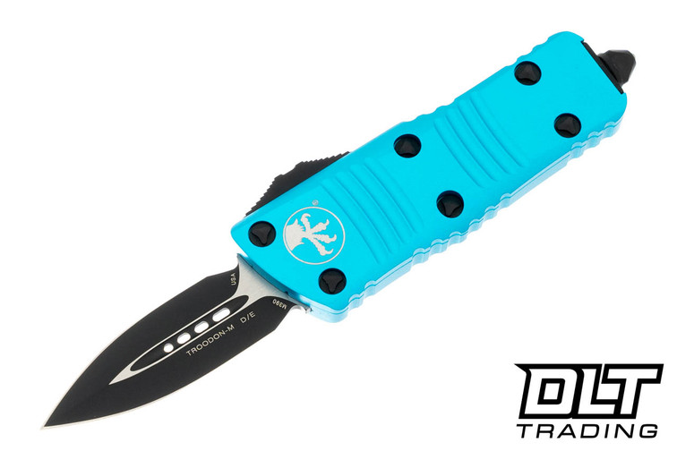 Microtech 238-1TQ Mini Troodon D/E - Turquoise Handle - Black Blade
