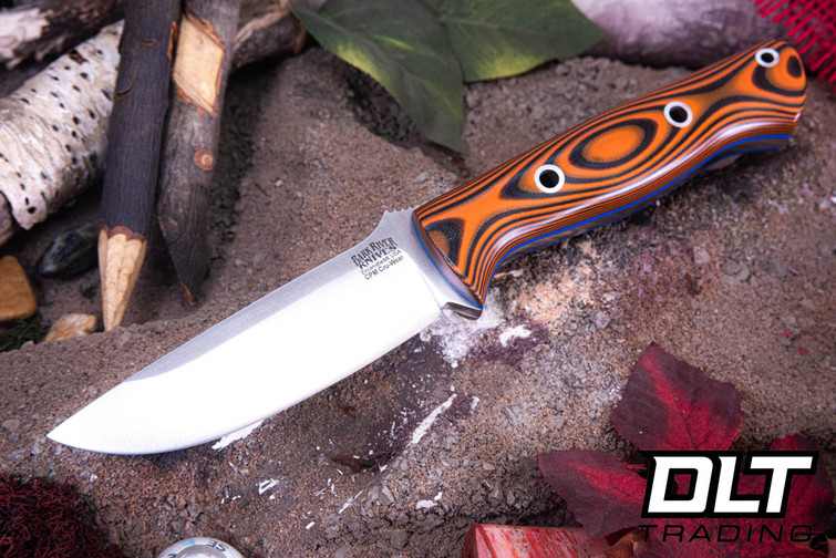 Bark River Bravo 1 Cru-Wear Tigerstripe G-10 - Thick Blue Liners - Hollow Pins