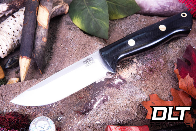 Bark River Bravo 1 Cru-Wear Black Canvas Micarta - Brass Pins - Rampless