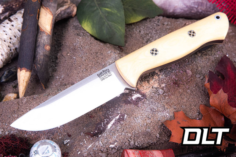Bark River Bravo 1 Cru-Wear Antique Ivory Micarta - Red Liners - Mosaic Pins - Rampless