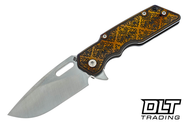 Attn2Detail MK 1 Large - Satin Drop Point S35VN - Rising Grind - Flamed Ti - Engraved Damask
