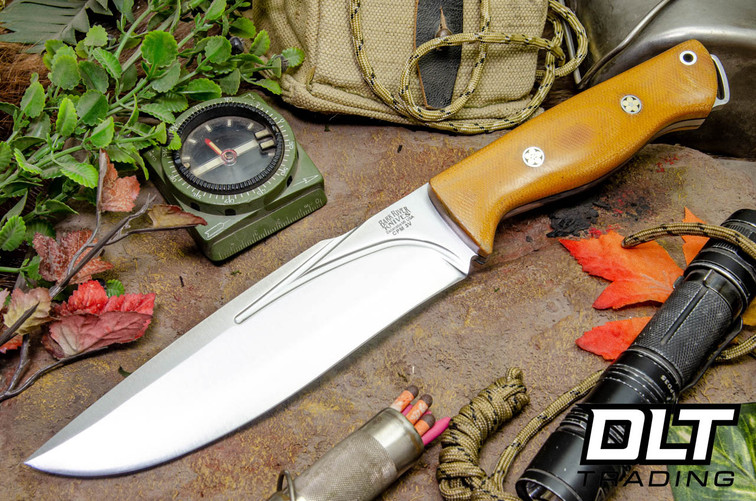 Bark River Strike Force II 3V Natural Canvas Micarta - Black Liners - Mosaic Pins