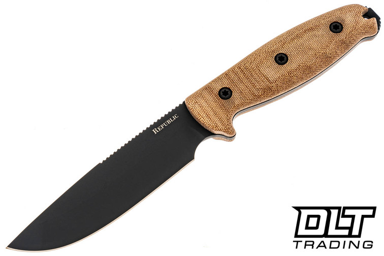Cold Steel Republic 5" Field Knife with Natural Linen Micarta handle. 