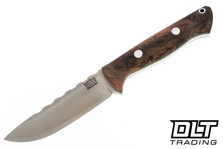 Bark River Bravo 1 Cru-Wear Filework Brown & Red Maple Burl - Toxic Green Liners
