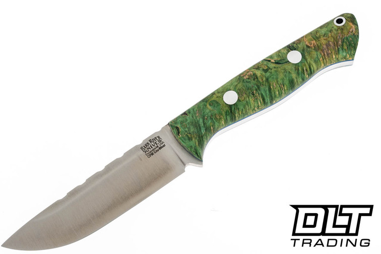 Bark River Bravo 1 Cru-Wear Filework Lime Green Maple Burl - Blue Liners