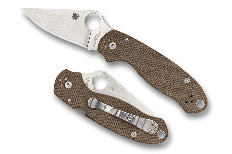 Spyderco Para 3 - Brown Canvas Micarta - Cru-Wear Blade