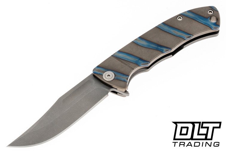 Vehement Custom Mongrel S45VN - VK Flamed & Tumbled Titanium - Stonewashed Blade