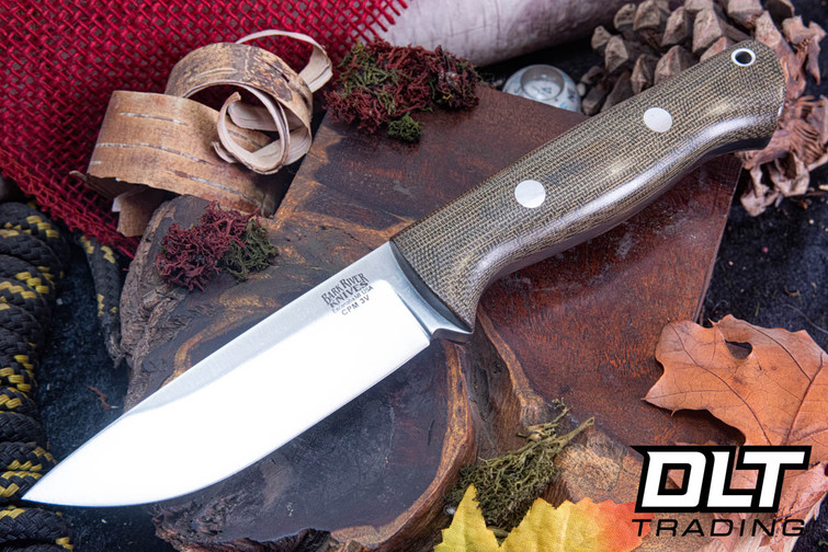 Bark River Bravo 1 3V Green Canvas Micarta - Rampless