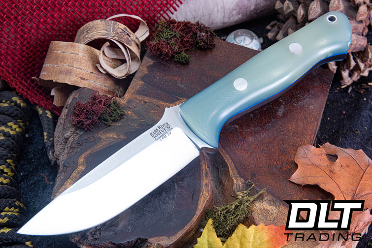 Bark River Bravo 1 3V Ghost Green Jade G-10 - Blue Liners
