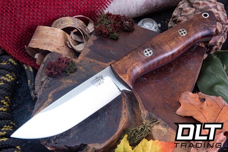 Bark River Bravo 1 3V Dark Curly Maple - Red Liners - Mosaic Pins - Rampless #1