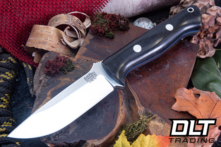 Bark River Bravo 1 3V Black Canvas Micarta - Blue Liners