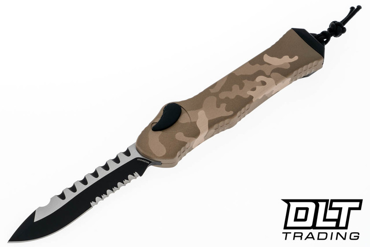 Heretic Hydra Recurve - Tan Camo Chassis - Two Tone MagnaCut Partially Serrated Blade
