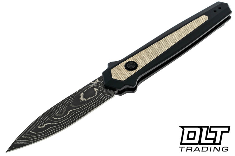Kershaw Launch 15 - 7950DAM Black Aluminum - Tan Micarta Inlay - Damascus Blade