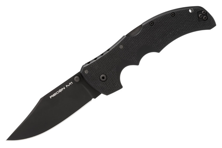 Cold Steel Recon 1 folding knife in solid black.