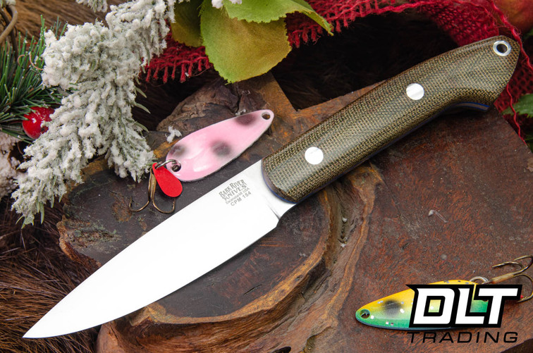 Bark River Bird & Trout CPM-154 Green Canvas Micarta - Red Liners