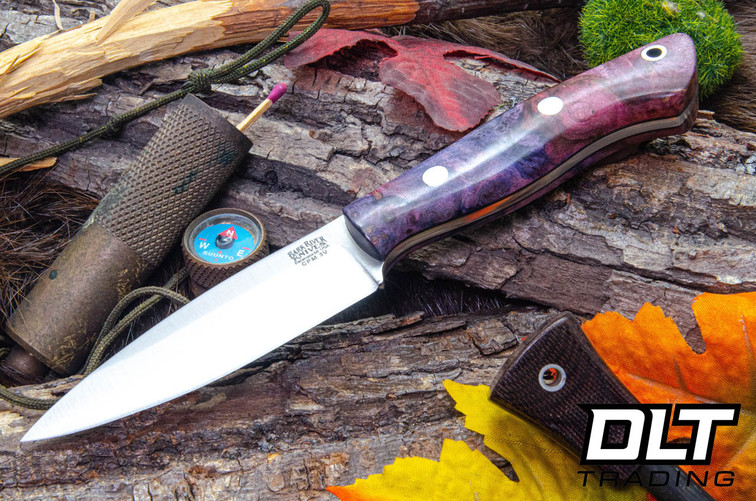 Bark River Mini Aurora 3V Rose & Purple Maple Burl - Black Liners