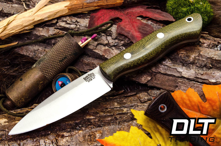 Bark River Mini Aurora 3V Green Canvas Micarta