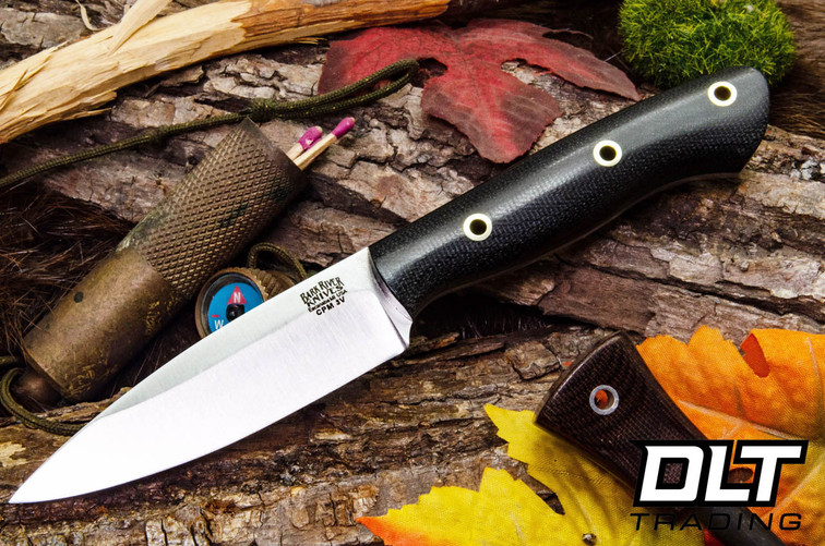 Bark River Mini Aurora 3V Black Canvas Micarta - Hollow Brass Pins