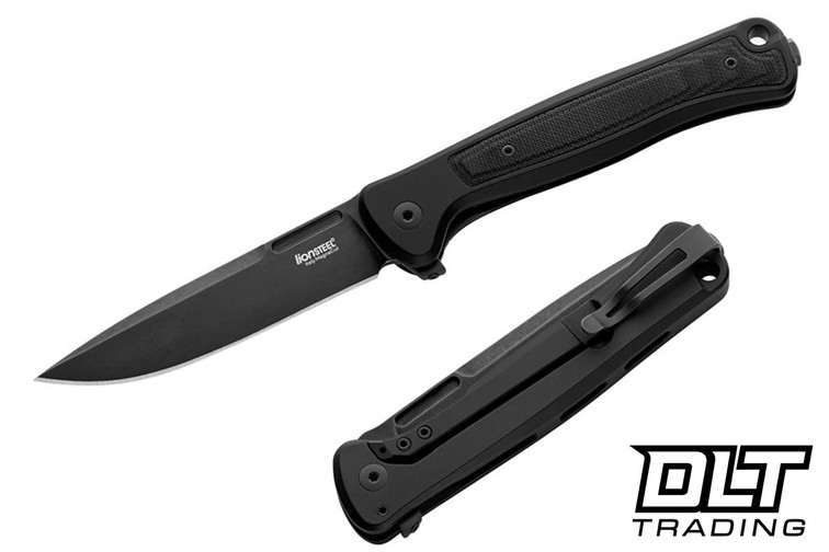 LionSteel Skinny - Black Aluminum - Old Black MagnaCut Blade - Black Canvas Inlay