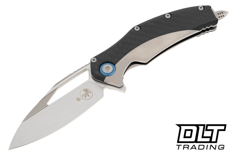 Microtech 165C-4CFTI Matrix - Carbon Fiber & Titanium - Blue Pivot Collar - Hand Rubbed Satin Blade