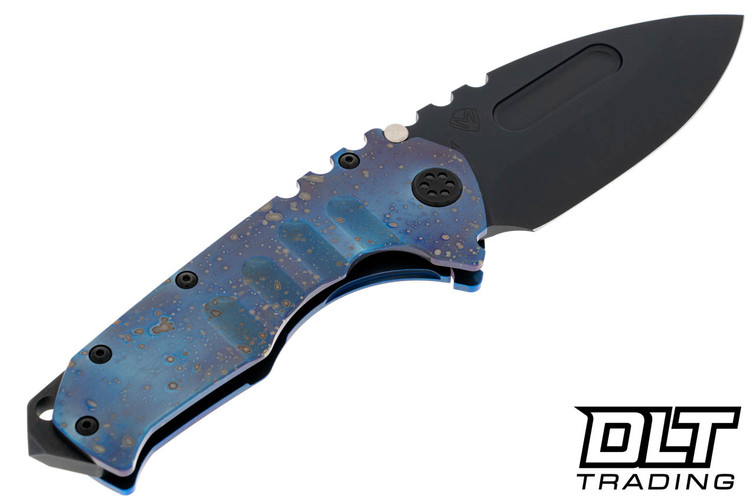 Medford Praetorian T Left Hand Drop Point - DLC S45VN - Flamed & Blue Titanium - PVD Hardware & Clip #3