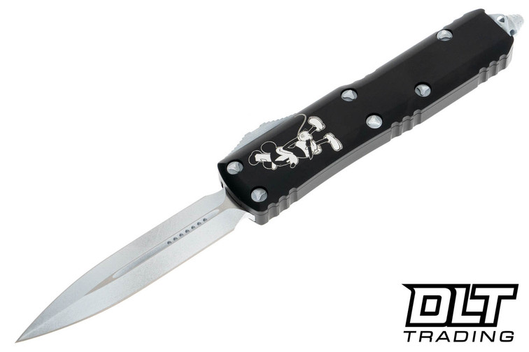 Microtech 232-1SB UTX-85 D/E - Black Handle - White Blade - Steamboat Willie Engraved