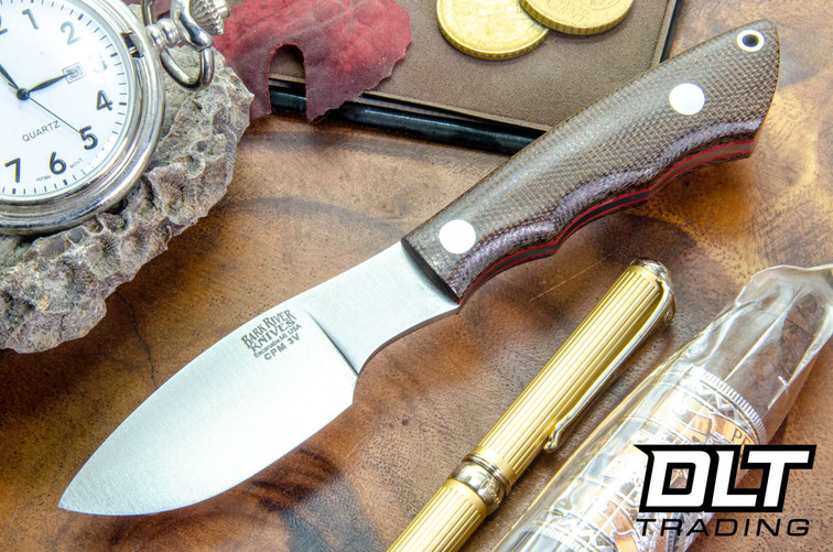 Bark River Mini Canadian 3V Green Canvas Micarta - Red Liners