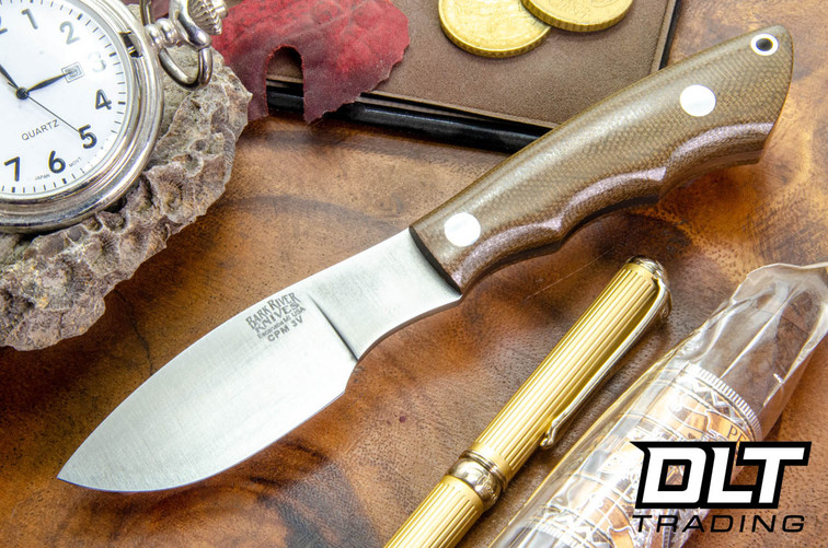 Bark River Mini Canadian 3V Green Canvas Micarta