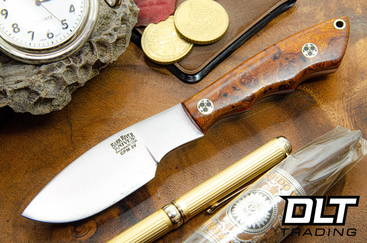 Bark River Mini Canadian 3V Desert Ironwood Burl - Red Liners - Mosaic Pins #3