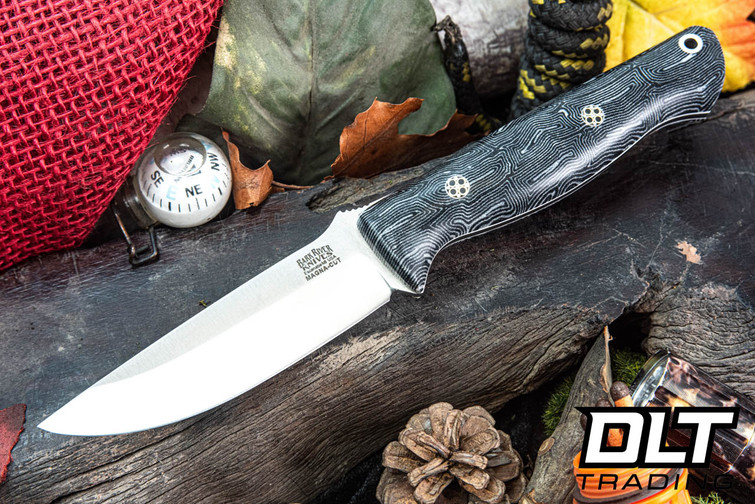 Bark River Gunny LT MagnaCut IBN Micarta - White Liners - Mosaic Pins