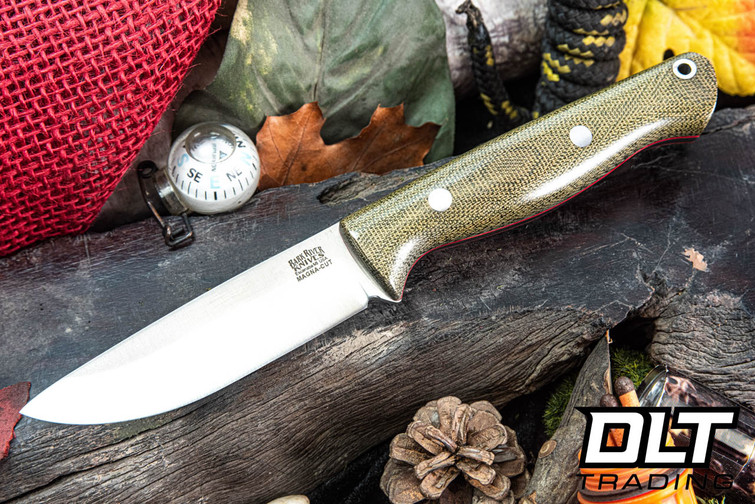 Bark River Gunny LT MagnaCut Green Canvas Micarta - Red Liners - Rampless