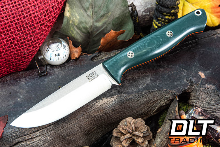 Bark River Gunny LT MagnaCut Forest Green G-10 - Orange Liners - Mosaic Pins - Rampless