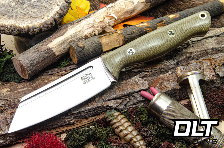 Bark River Taskmaster MagnaCut Green Canvas Micarta - Red Liners - Mosaic Pins