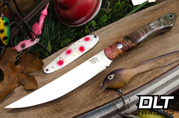 Bark River Mini Kalahari Sportsman CPM-154 Salmon & Green Maple Burl