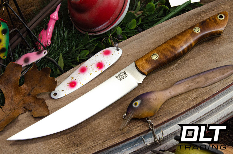 Bark River Mini Kalahari Sportsman CPM-154 Dark Curly Maple - Black Liners - Mosaic Pins #3